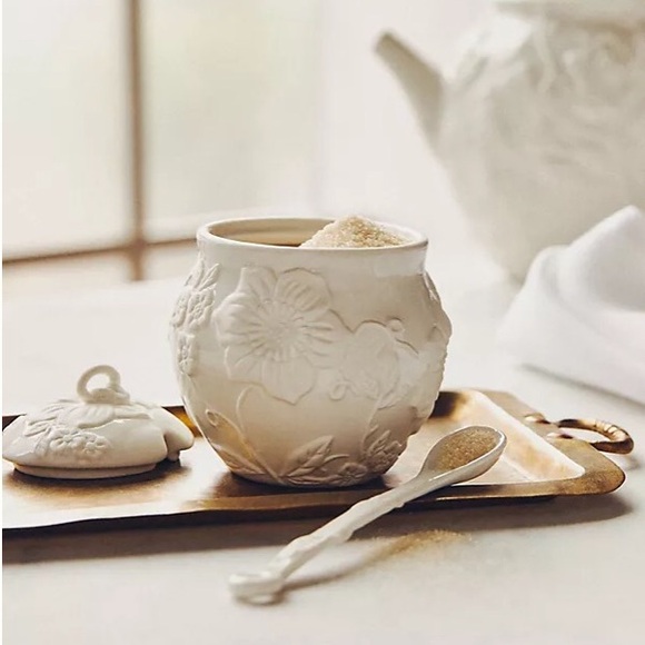 Anthropologie Glazed Stoneware Sugar Pot New In Box